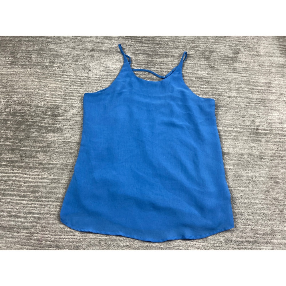 Naked Zebra Camisole Women L Blue High Neck Open Back Straps Minimalist Top